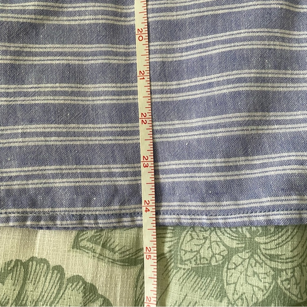 Beachlunch Lounge Blue & White Striped Linen Blend Wide Sleeve Side Tie Blouse - Picture 10 of 11